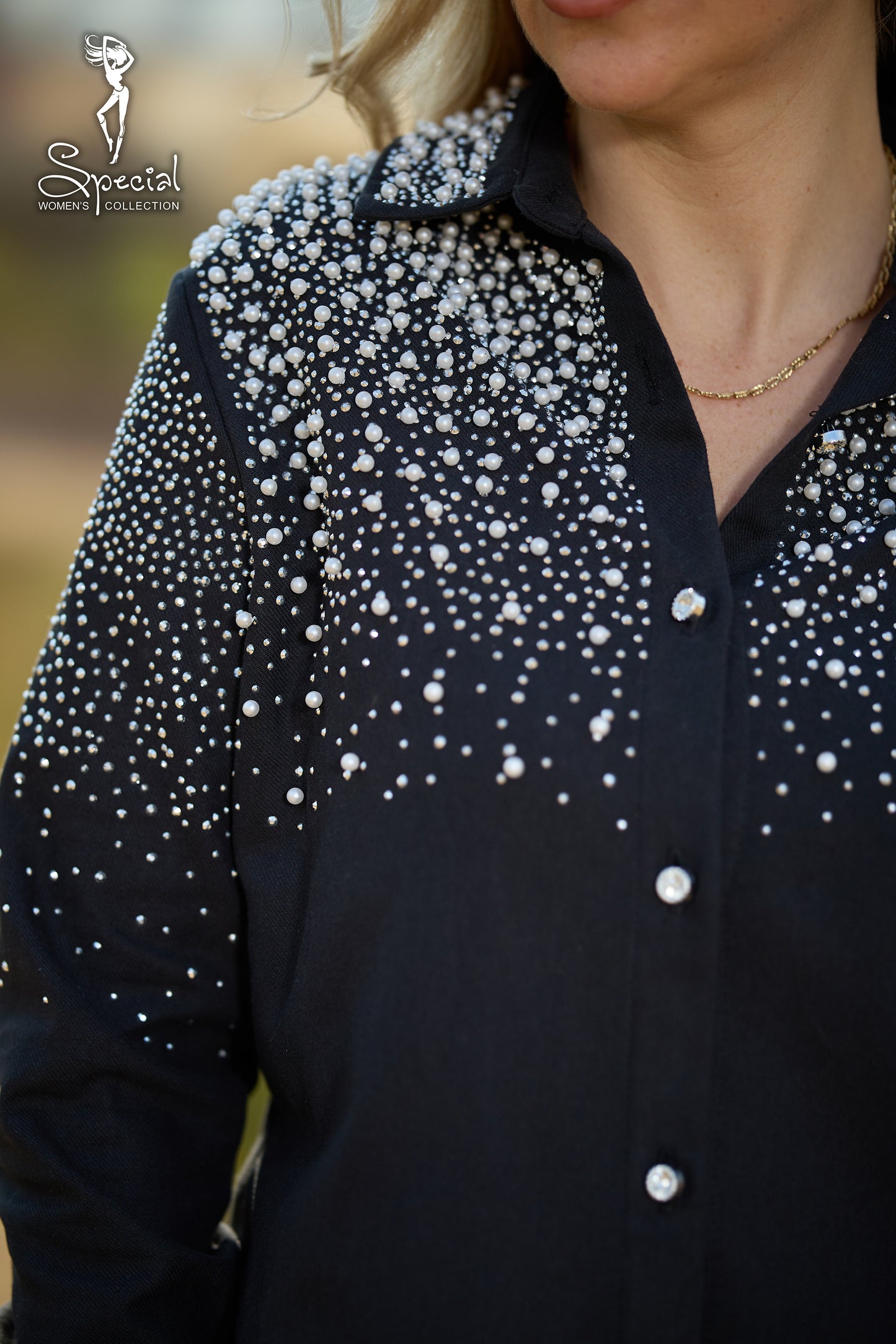 Pearl  / Diamond 💎-Embellished Gabardine Shirt