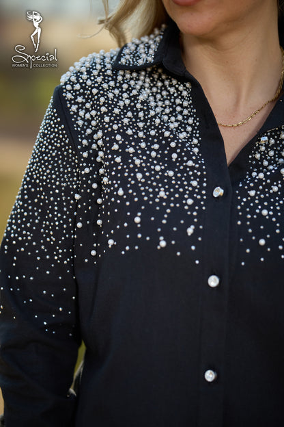 Pearl  / Diamond 💎-Embellished Gabardine Shirt