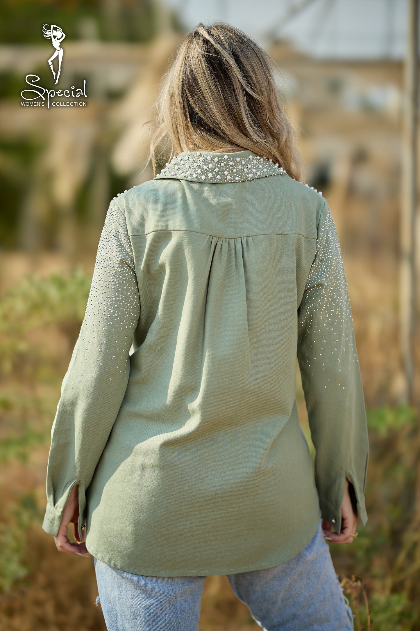 Pearl  / Diamond 💎-Embellished Gabardine Shirt
