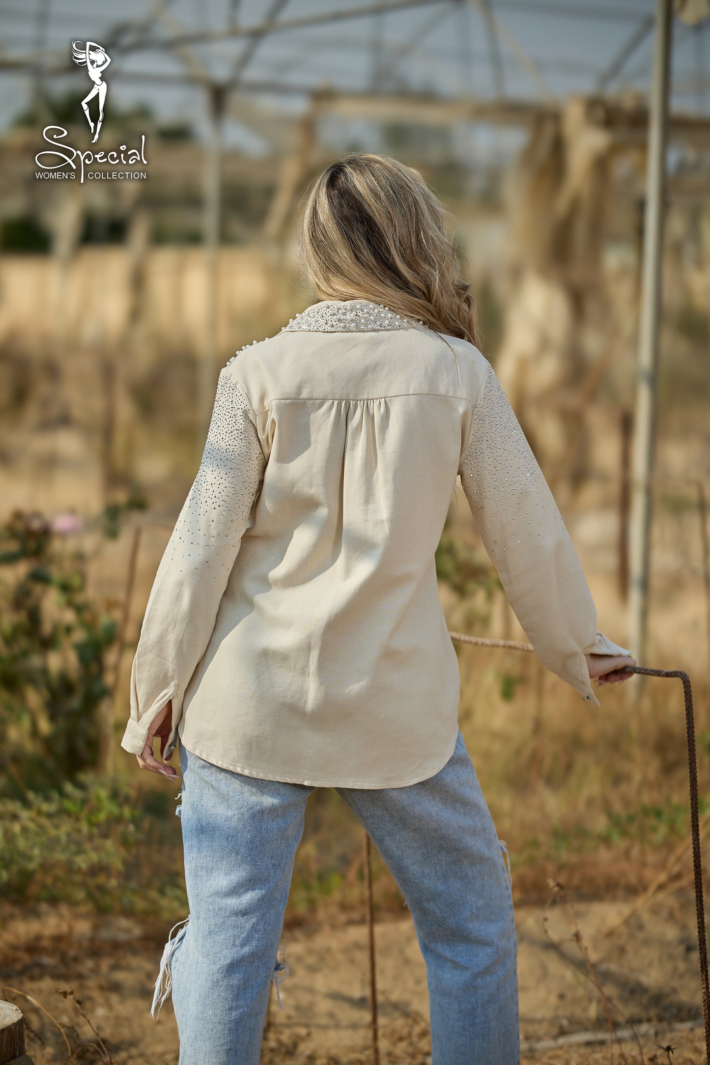 Pearl  / Diamond 💎-Embellished Gabardine Shirt